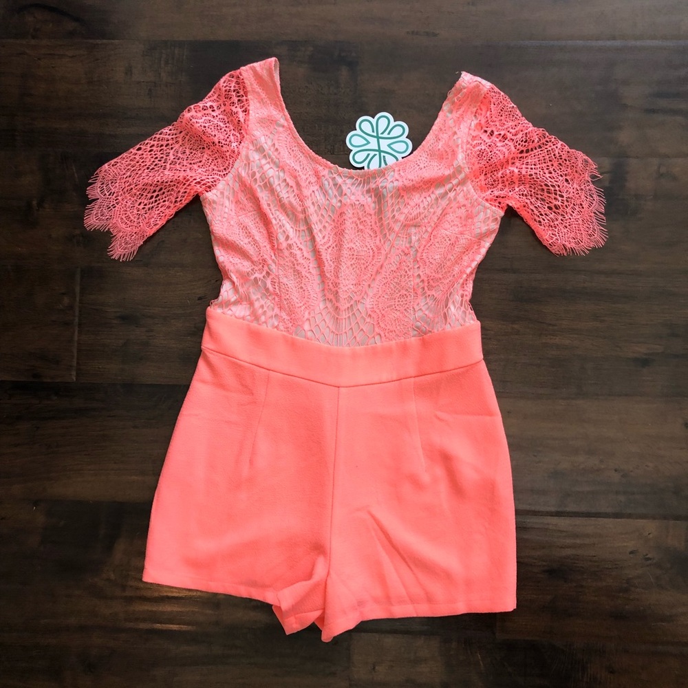 Neon coral romper from Shop Hopes